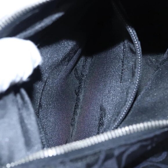 Salvatore Ferragamo Gancini Shoulder Bag Canvas Black Silver Auth bs23336 - Picture 9 of 16